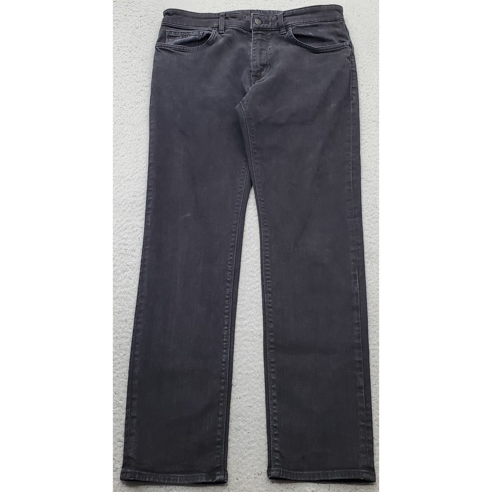 BOSS Maine Straight Jeans Men 30 Black Candiani Cashmere Touch Denim Regular Fit
